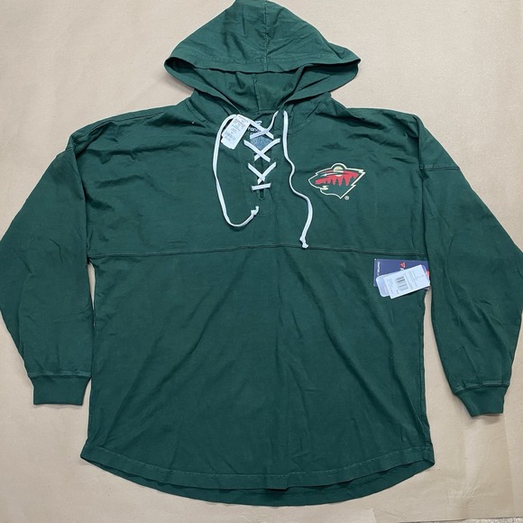 Fanatics NHL Minnesota Wild Hooded Lace Up Jersey Long Sleeve Hunter Green XL - Picture 1 of 16
